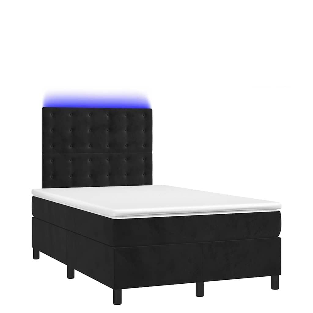 Velluto Morbido con Testiera Regolabile LED Nero 120x190 cm