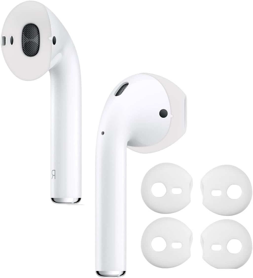 2 Pair Fit in Case Eartips for Apple Earpods and AirPods 1 & 2, Super Thin Slim Rubber Earbuds Ear Tips Skin Accessories (Transparent)