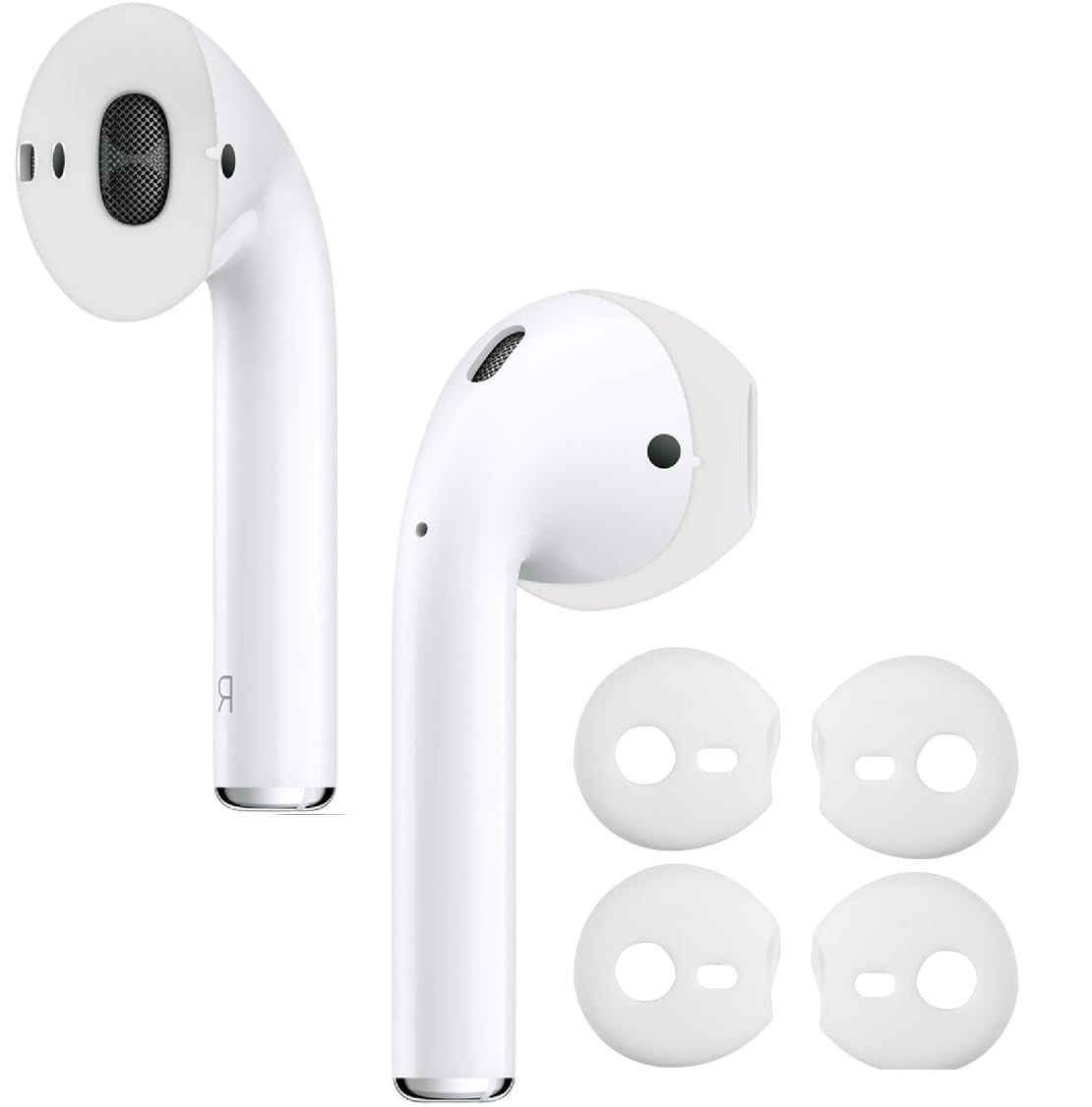 2 Pair Fit in Case Eartips for Apple Earpods and AirPods 1 & 2, Super Thin Slim Rubber Earbuds Ear Tips Skin Accessories (Transparent)