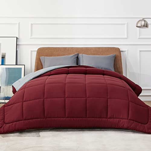 Bedsure Edredon Cama 150 Entretiempo - Relleno Nordico 240x220 cm de 300 gr/m² para Cama Matrimonio 150x200, Edredones Otoño y Primavera, Fibra Suave y Rojo