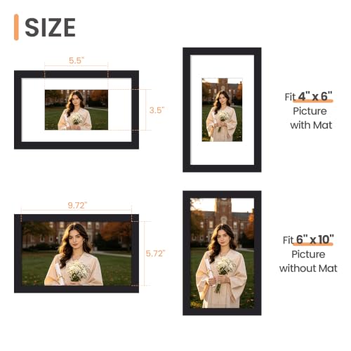 Image of upsimples 6x10 Picture Frame, Wall Decor Photo Frames, Black 1 Pack