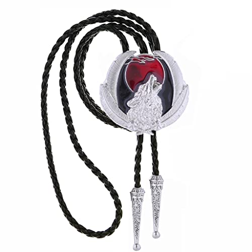 Image of HUABOLA CALYN Bolo Tie for Men Women, Native American Rodeo Cowboy Turquoise /Scorpion /Tiger Eye /Black Agate Leather Necktie
