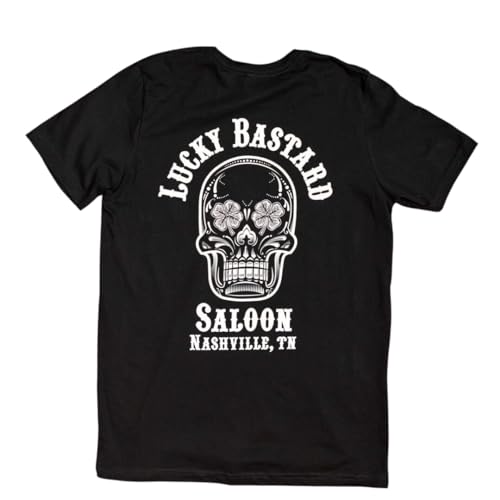 Generic Lucky Bastard Saloon Crew Neck T-Shirt - Black