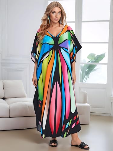 Image of NFVNKJ Women's Plus Size Beach Lounge Kaftan Maxi Dress Swimsuit Coverup for Women