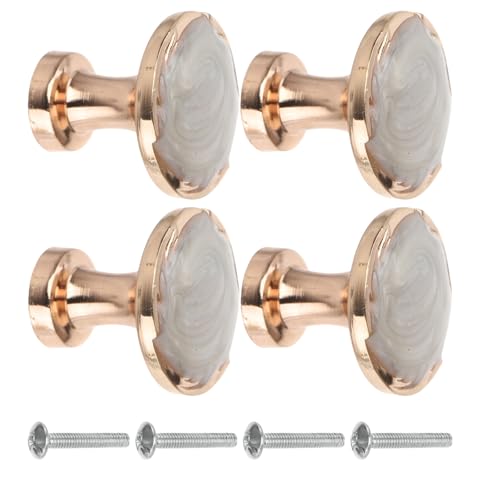 SEWOART Tirador de Cajón Metálico Moderno para Armario Manija Redonda Sencilla de 4 Piezas Color Blanco Ámbar Compatible para Muebles y Puertas Uso Doméstico y Oficina