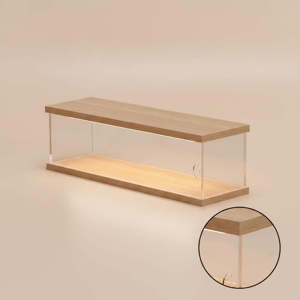 Vitrina Expositora Apilable, Expositor Metacrilato para Colecciones, Transparente para Coches, con Puerta y Luz , para 2 Coches Modelo 1:32 (con Puerta y luz Superior, apilable)