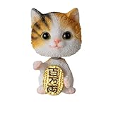 Pacific Giftware Maneki Neko Bobble Head Figurine Adorable Lucky Cat Statue with Wobbling Head for Desk or Car Decor Collectible Maneki Neko 2.17' Tall