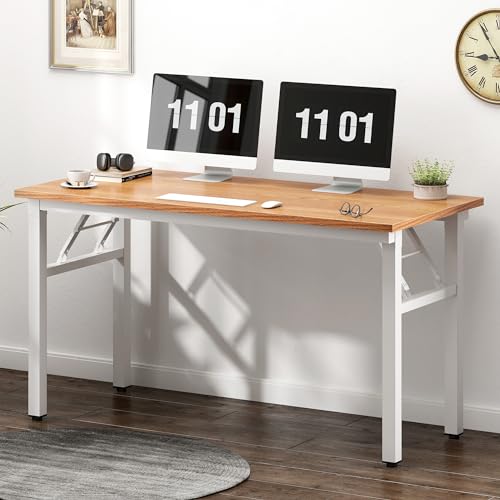 Image of Need 47 inches Computer Desk Office Desk Folding Table with BIFMA Certification Computer Table Workstation,Teak White AC5BW-120