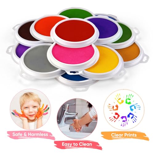 image for Lorzon 16 Pack Washable Ink Pads for Kids, 7