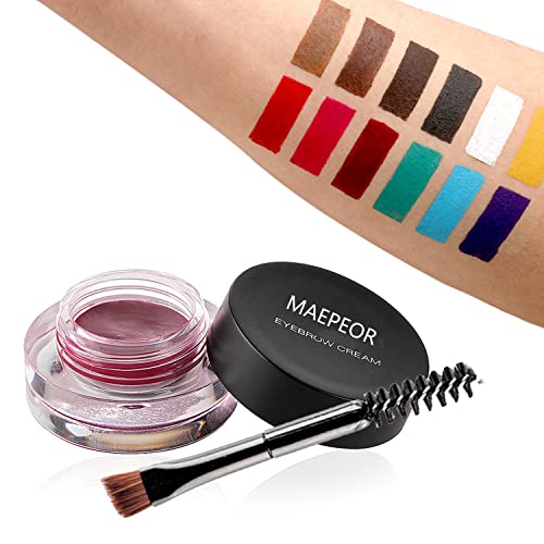 Maepeor 12 Colors Eyebrow Pomade Full-Pigmented Long Lasting Waterproof Eyebrow Cream Gel Filling & Shaping Tinted Eyebrows Enhancers With Brush For Daily Or Cosplay (12 Purple) #TOP3