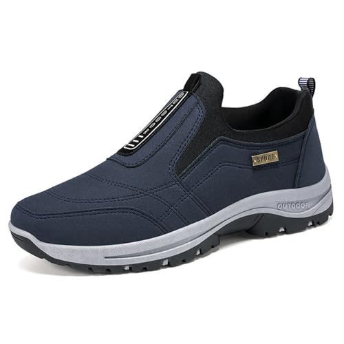 POIUIYQA Zapatos para Caminar para Hombre, Zapatillas de Senderismo al Aire Libre, Zapatos de Senderismo sin Cordones para Hombre, Zapatos Ortopédicos, Zapatos Ligeros para el Trabajo