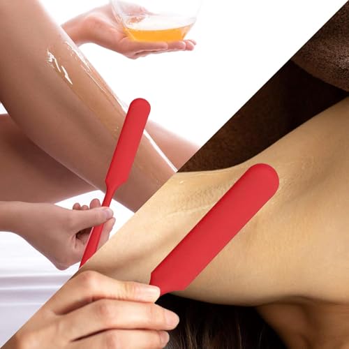 Image of 6Pcs silicone wax applicator Non-stick Waxing Applicator Hair Removal Sticks Applicator Spatula Reusable Hard Wax Scraper for Home Salon Body Use (Red)