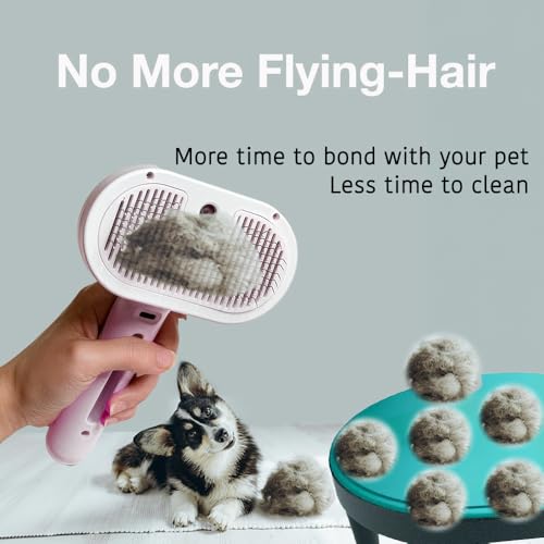 Image of Cat Steam Brush 2024 NEW- Steamy Cat Dog Brush with Release Button and Cool Mist, 3 In 1 Water Brush for Indoor Cat and Dog, Steam Pet Brush for Shedding, Pet Hair Removal Comb with Water Tank (Pink)