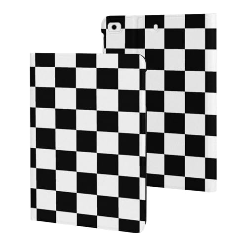 Image of Checkerboard Black White Checkered Stand Case Soft PU Leather Cover Auto Sleep Wake Cover Compatible with ipad Mini 1/2/3/4/5 (7.9in)