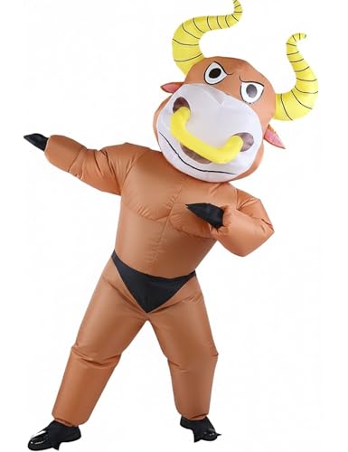 Yeenuo Inflatable Bull Costume for Adults Funny Muscle Suit Animal Outfit for Halloween Cosplay Party Festival Men & Women