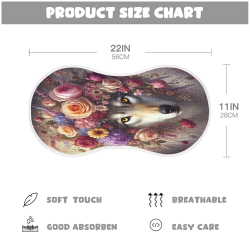 Floral Wolf Dusky Grey Baby Burp Cloths Absorbent Muslin Burp Cloths Soft Burp Cloth Burp Rags Cotton Burp Clothes for Girl Unisex Boy Newborn 1 Pack 22x11 Inches2