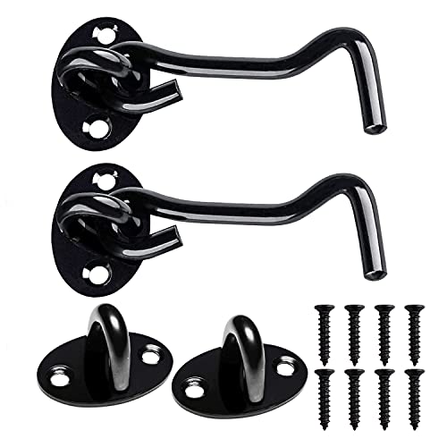 Image of 2 Pack Door Latch Cabin Hook and Eye Latch, 3 inches Stainless Steel Door Hook gate Latch, Heavy Duty Cabin Hook and Eye Lock for Window,Shed,Garage Door,Gate