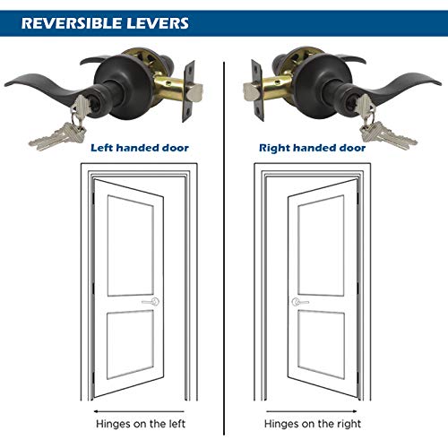 Image of Gobrico Oil Rubbed Bronze Keyed-Alike Entry Door Locks Wave Handle Lever for Exterior Door with Same Key, 6Pack