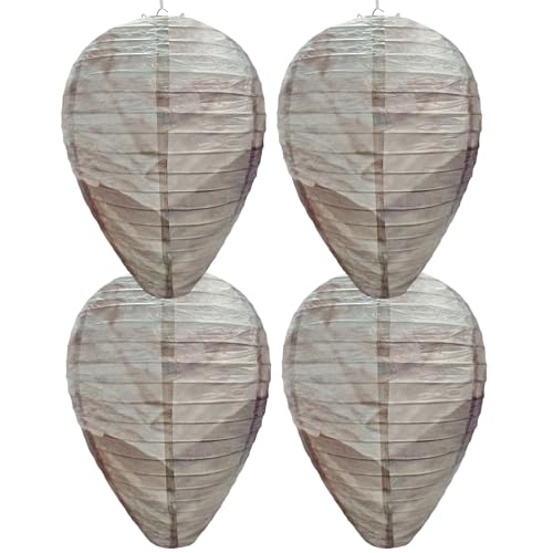 4 Pack Paper Wasp Nest Decoy Fake Outdoor Hanging Waterproof Wasp Traps Stay Away from Wasps Hornets Yellow Jackets
