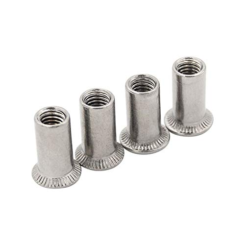 100pcs Stainless Steel Light Body Countersunk Open End Cylinder Rivet Nut Insert (M6)