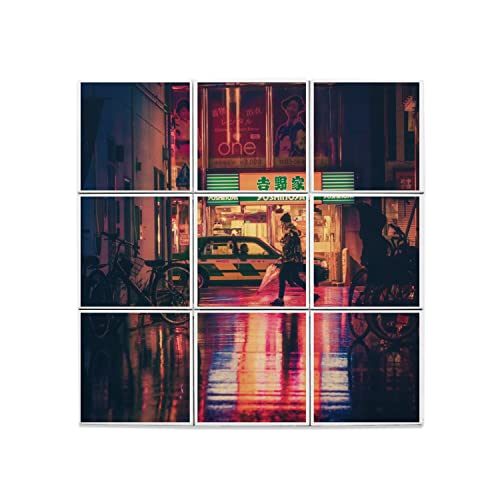 Carreaux céramique Tokyo néon paysage urbain Japon déco murale 60x60