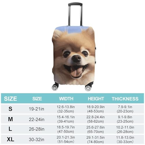 Happy Pomeranian Luggage Cover, Washable Elastic Suitcase Cover Protector Fit 18-32 Inch Luggage2