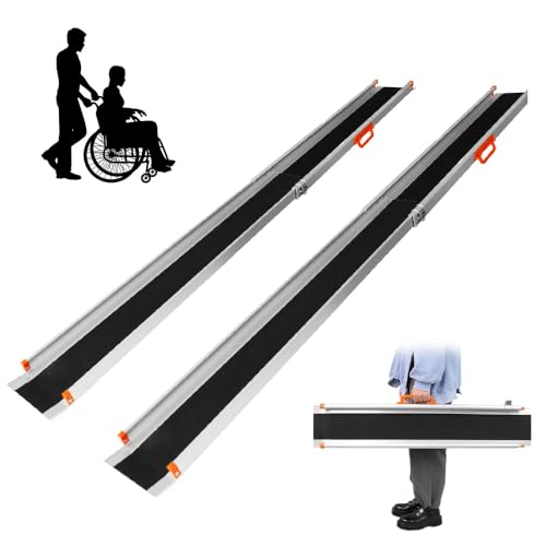 Rampa telescópica ajustable 4.5ft-8ft para van, MPV, camioneta y caravan, portátil para silla de ruedas, capacidad 800 lbs, 2 piezas miniatura 1