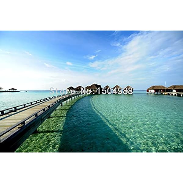 SABORR Zelfklevende pvc behang 3d achtergrond muur schilderen Malediven landschap aan zee woonkamer slaapkamer wanddecoratie sticker kunst