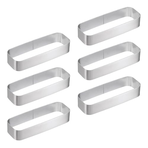 uxcell 6pcs Square Cake Rings 4.3 x 1.5 Inch Stainless Steel Cake Pastry Molds Nonstick Baking Ring for Cake Dessert Molding, Mousse Pastries Making, Silver Tone