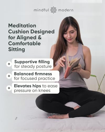 Mindful & Modern Large Meditation Cushion for Zafu Yoga - Meditation Pillow for Sitting on the Floor - Buckwheat Hull Filled Yoga Cushion with Removable, Washable 100% Cotton Cover and Carry Handle extra image 0 preview