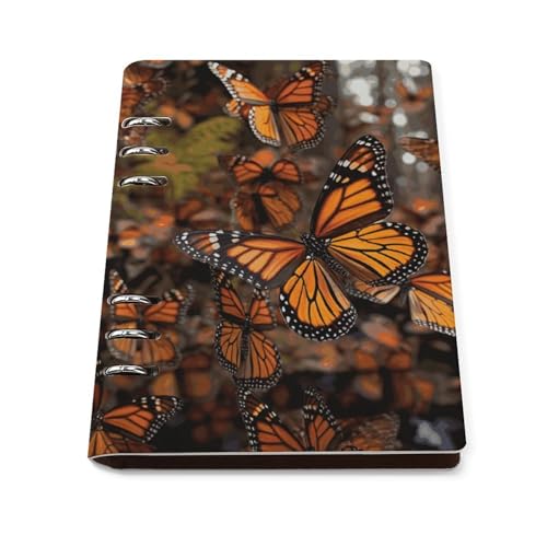 Cuaderno A5 de anillas Monarch Butterflies de piel sintética