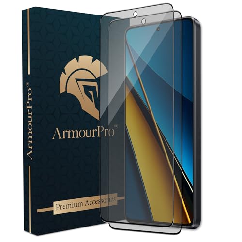 Image of ArmourPro Military Grade Matte Anti-Glare Tempered Glass Screen Protector for Poco X6 (6.67 Inch) With Installation Kit | Edge to Edge Coverage | Black (Pack of 2)