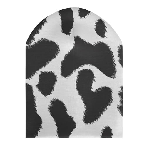 Cowhide Pattern Kids Beanie Hat for for Girls Boys Children Cap Winter Knitted Chemo Cancer Headwear Accessories Gifts Decoration Black3