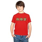 Texlab Kinder Three Monkeys Emoji T-Shirt, Rot, L