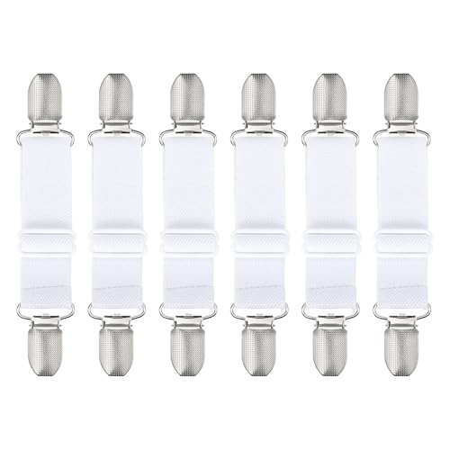 Pince élastique pour pull et gilet anti-glisse - Lot de 6 clips de cintrage textile blanc