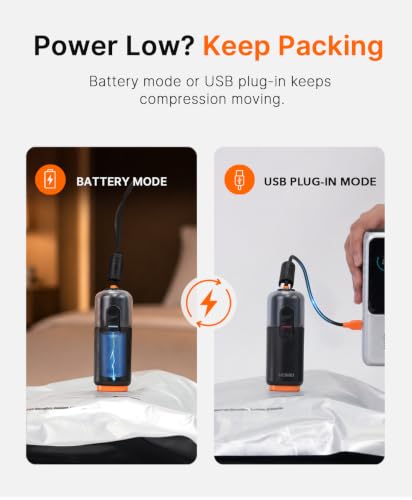 Image of Vacbird 10-Pack Large Vacuum Storage Bags with USB & Battery 2-in-1 Rechargeable Cordless Pump, Space Saver Seal Bags for Home Organization, Bedding, Blankets and Clothing