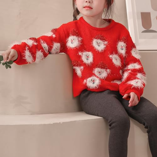 Image of Women's Christmas Top Long Sleeve Round Neck Santa Claus Knitted Sweater Pullover Top