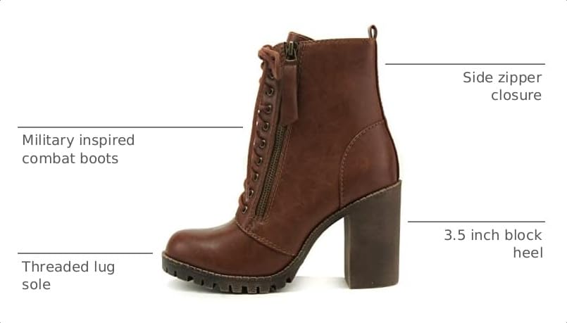 Image of Soda Women's Malia Faux Lace Up Chunky Lug Sole Combat Boot