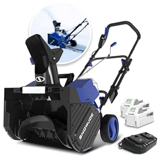 Snow Joe 48V Cordless Snow Blower Kit w/ 2x 4Ah Batteries, Dual-Port Charger & LED Headlight, 18" Clearing Path - Heavy-Duty Winter Blower for Driveways, Patios & Sidewalks, 24V-X2-SB18