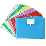 Vicloon Dokumententasche, 24 x Sichttasche A4 Verschiedene Transparente Farben, mit Druckknopf und Visitenkartentasche, zum Abheften, Sortiert für Schule, Job, Büro und zu Hause