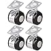 SBTXHJWCGLD 4pcs roulettes de Chaise de Bureau roulettes Alliage Plastique 1,5 Pouces Roue jumelle, Roulette pivotante pour Montage sur Plaque supérieure