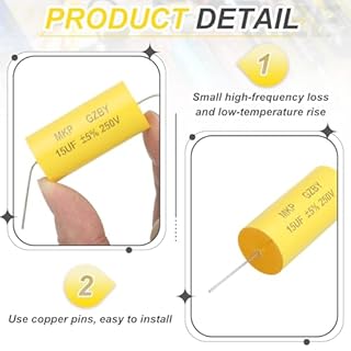 QUARKZMAN 2Pcs Condensateur Diviseur De Fréquence 10uf, 250V Axial Condensateur Audio Pour Haut-Parleur MKP Film Capacitor