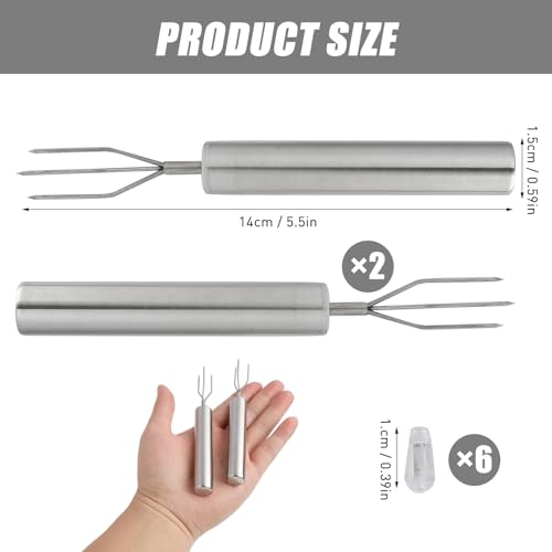 Annlpoy 2 stück kartoffelgabel pellkartoffelgabel Pellkartoffelset Set Edelstahl-Gabeln für Pellkartoffeln Robuste und Elegante Dreizack Spieße, für Gemüse und Grillgut, 15.2 cm Länge