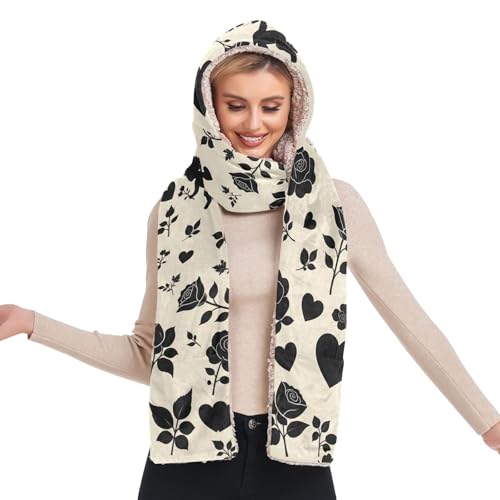 Bonnet hiver chaud femme écharpe et poche gants pour stopper le froid et le vent