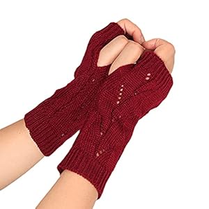 WENZHOU Winterhandschoenen voor dames, vingerloze handschoenen, gebreide armwarmers, fijn gebreide handwarmers, warmers…
