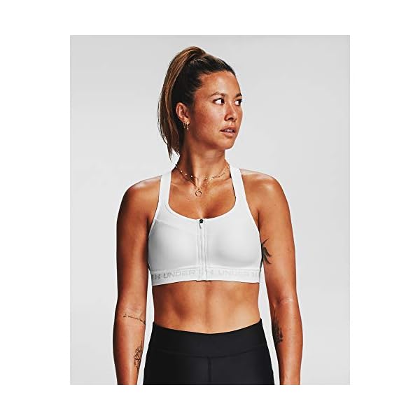 Under Armour Women's Armour High Crossback Zip Bra , White (100)/Halo Gray , 36DD