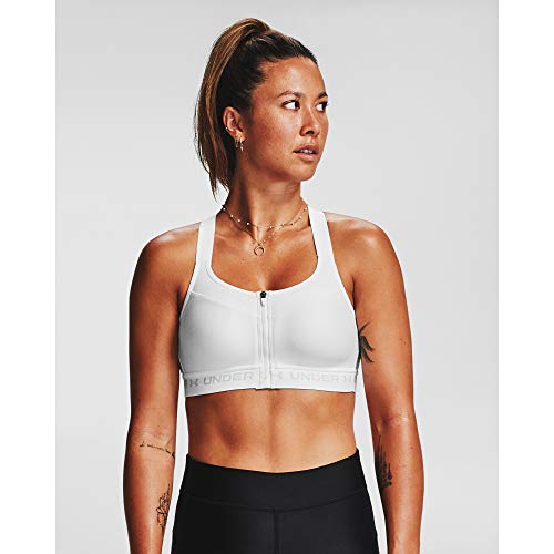 Under Armour Women's Armour High Crossback Zip Bra , White (100)/Halo Gray , 36DD