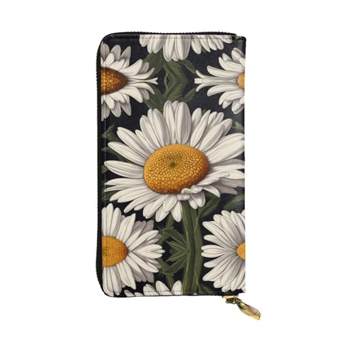 Porte-cartes de crédit fonctionnel et grand portefeuille en cuir marguerite