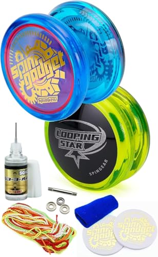 初心者向け ヨーヨーセット スピンギア スピンガジェット & ルーピングスター (ブルー&イエロー)のサムネイル