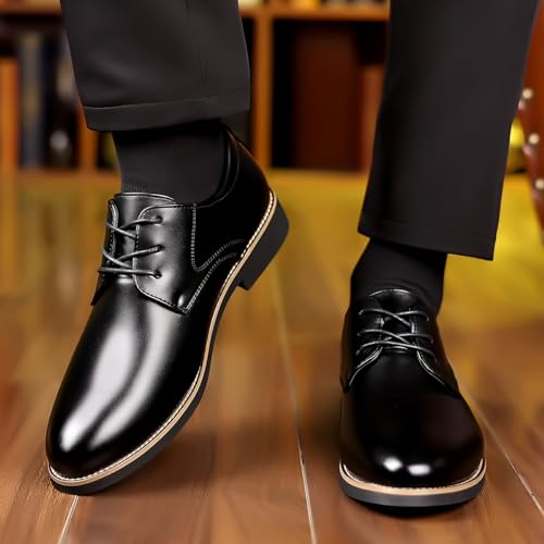 Men's Casual Business Shoes, Anti-Skid Lace-up Shoes with PU Leather Uppers for Business Office3